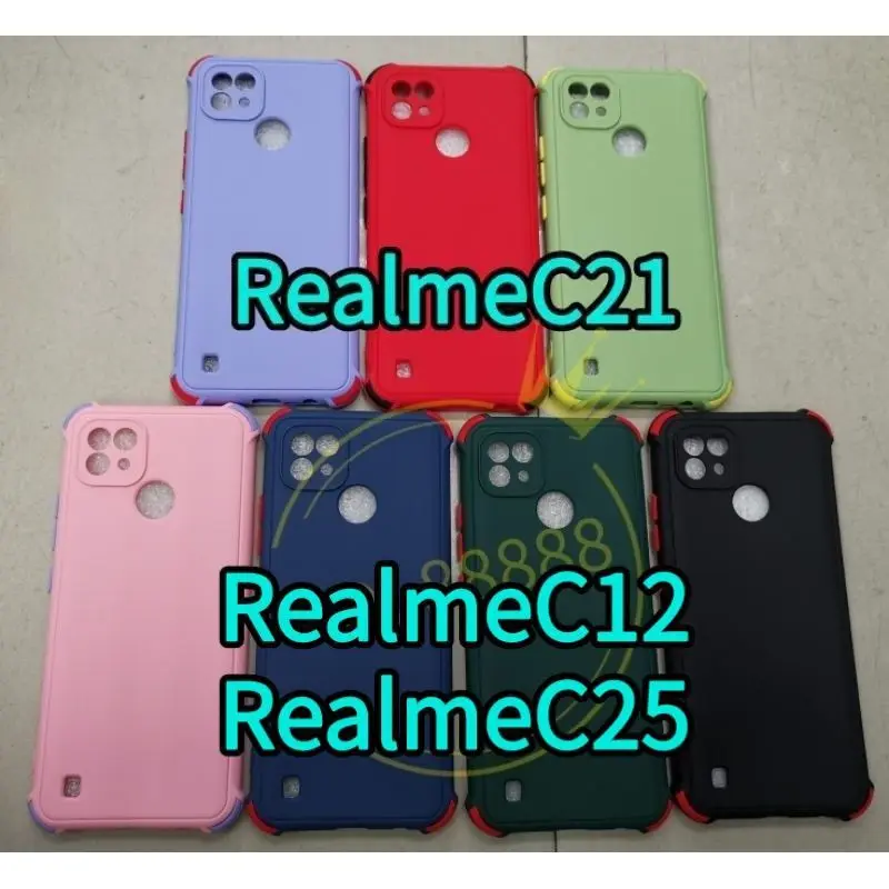 Realme C21✨พร้​อมส่งในไทย✨เคสTPU​นิ่ม​สี​พื้น​ปุ่ม​สี For RealmeC21 | RealmeC25 | RealmeC12 | Realme C25 | Realme C12
