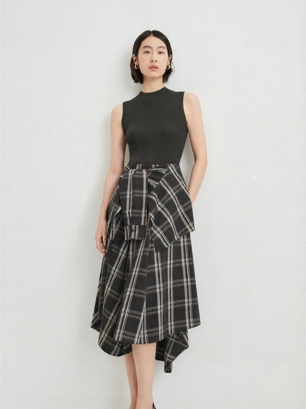 Vero Moda | Summer Autumn New Women Dress Plaid Knit Splicing ราคา 5,832 บาท*ส่งฟรี