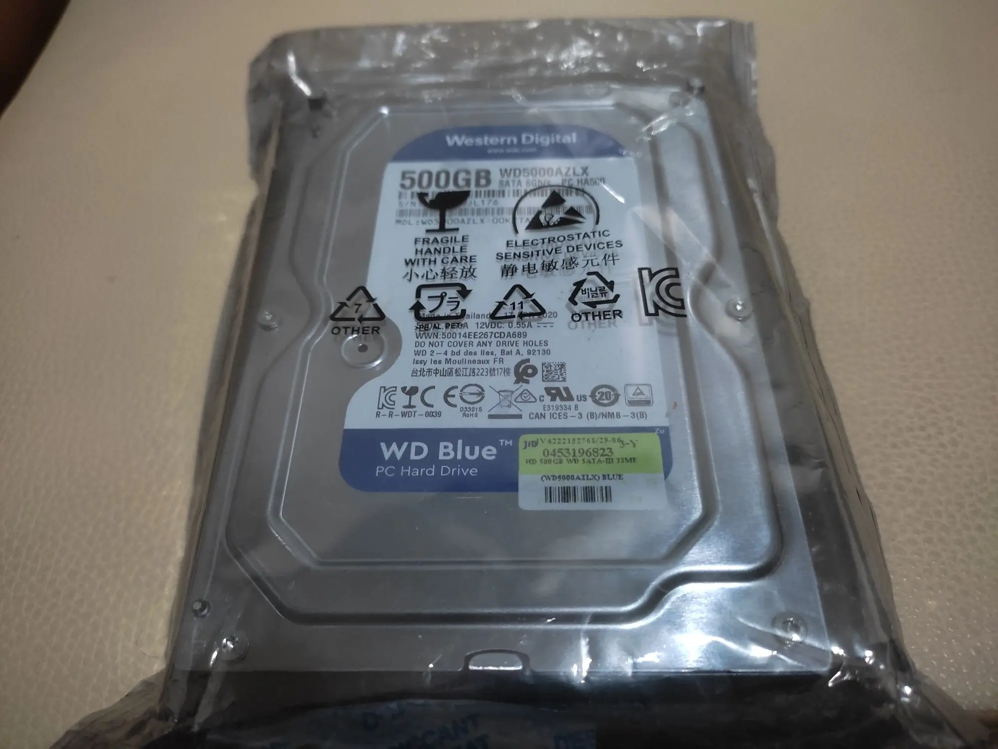 500GB WD SATA-III 32MB (WD5000AZLX) BLUE ประกัน 3ปี