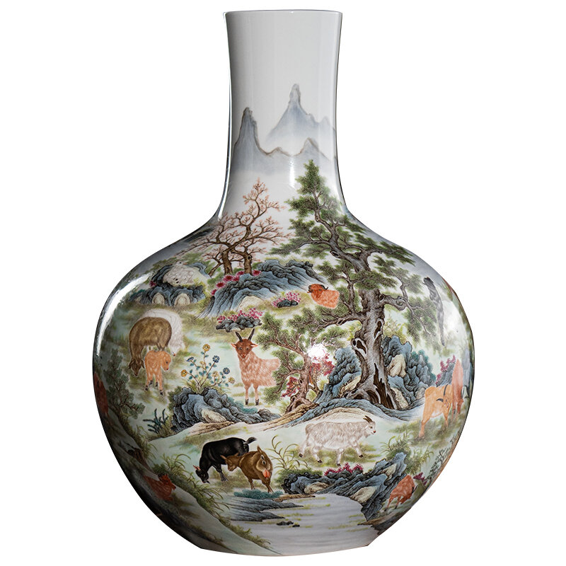 NINGFENGYAO | Hand-painted Colored Sheep Pattern Ceramic Vase ราคา 111,062 บาท*ส่งฟรี