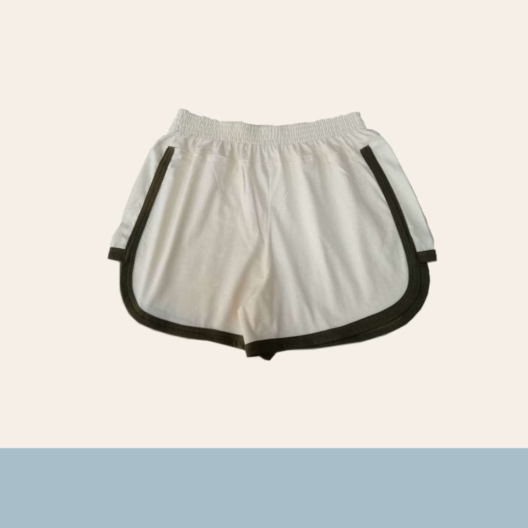 กางเกงขาสั้นผู้หญิง ผ้ายืด cotton เอวยางยืด ไซส์ S,L,2XL เอวตั้งแต่ 24”-42” สะโพก 36”-44” "ต่อข้างกุ๊นสลับสี" by Yuishoponline