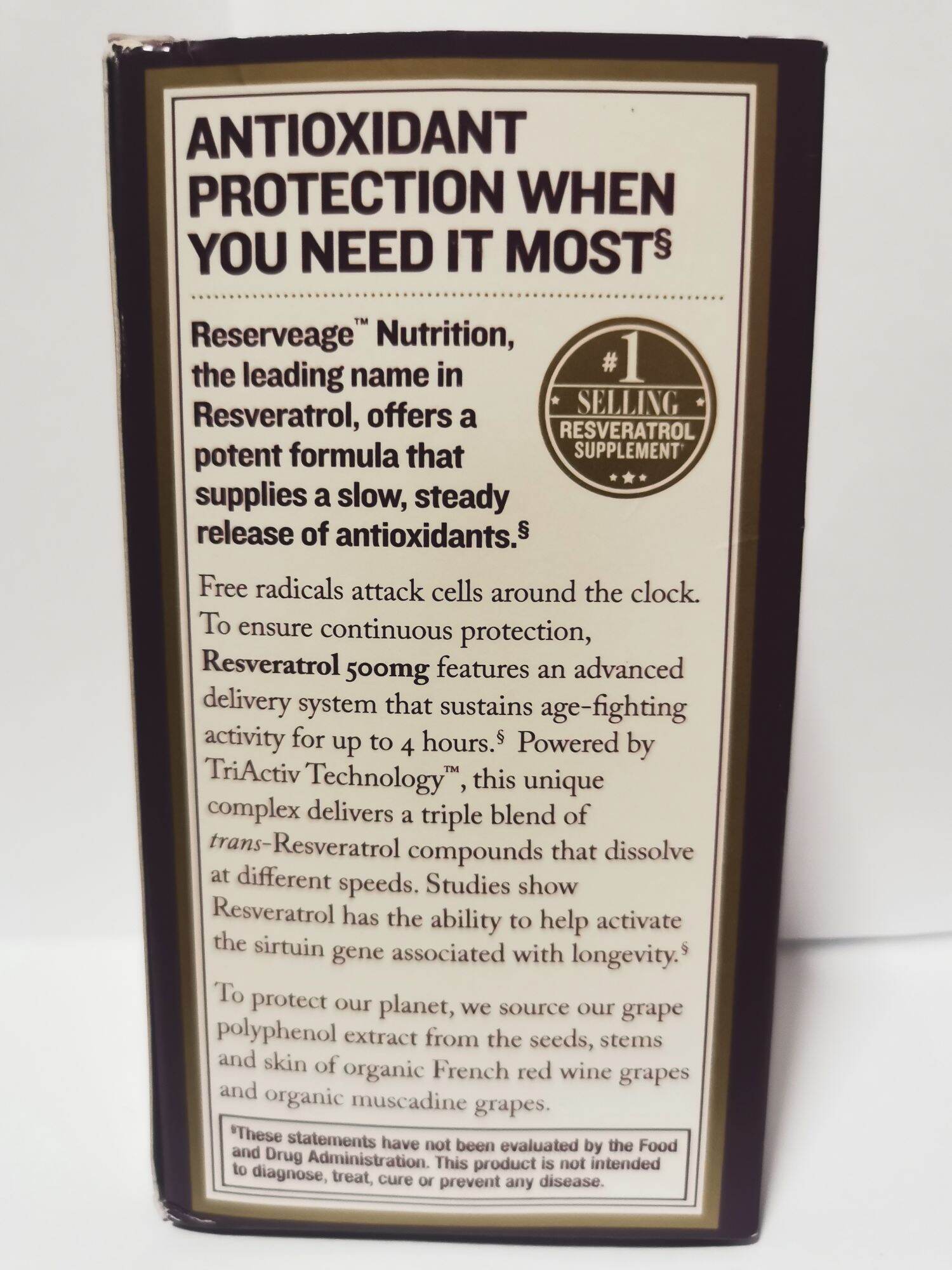 ReserveAge Nutrition Resveratrol 500 mg, 60 Veggie Capsules ...
