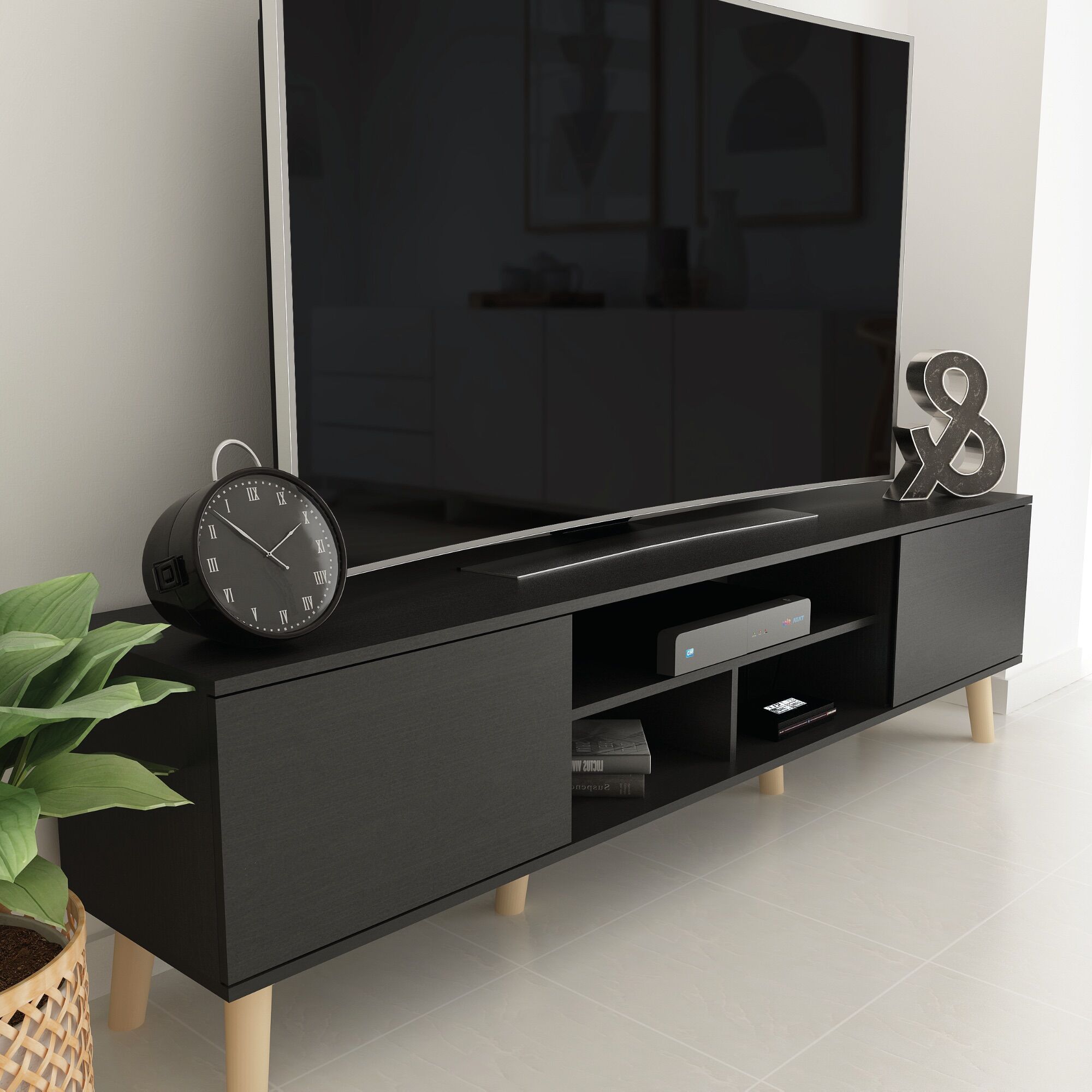 ชั้นวางทีวี 75นิ้ว Miller กว้าง180ซม ‼️ราคารวมส่งประกอบในกทมและปริมณฑลเท่านั้น‼️ ชั้นวางทีวีมินิมอล ชั้นวางทีวีไม้ | สวยเกินราคา รีวิวดีมาก คุ้มค่า ราคา 2,550 บาท*ส่งฟรี