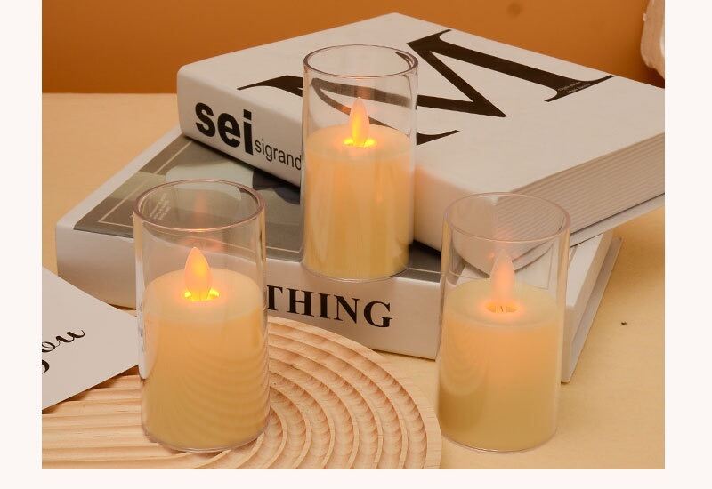 Electric Candle เทียน LED ทรงกระบอก แบบใส่ถ่าน เทียน LED เปลวไฟพลิ้ว