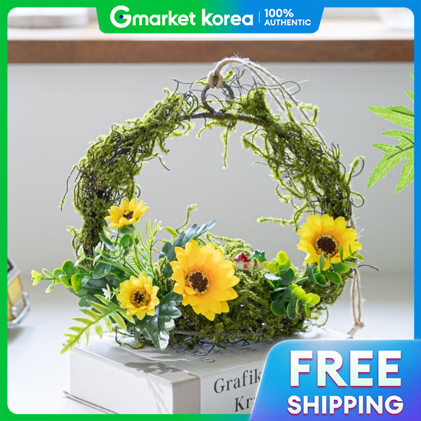 flowertree | Sunflower Artificial Wreath Hanging, 26cm, for Financial Luck, Interior Floral Decoration ราคา 1,246 บาท*ส่งฟรี