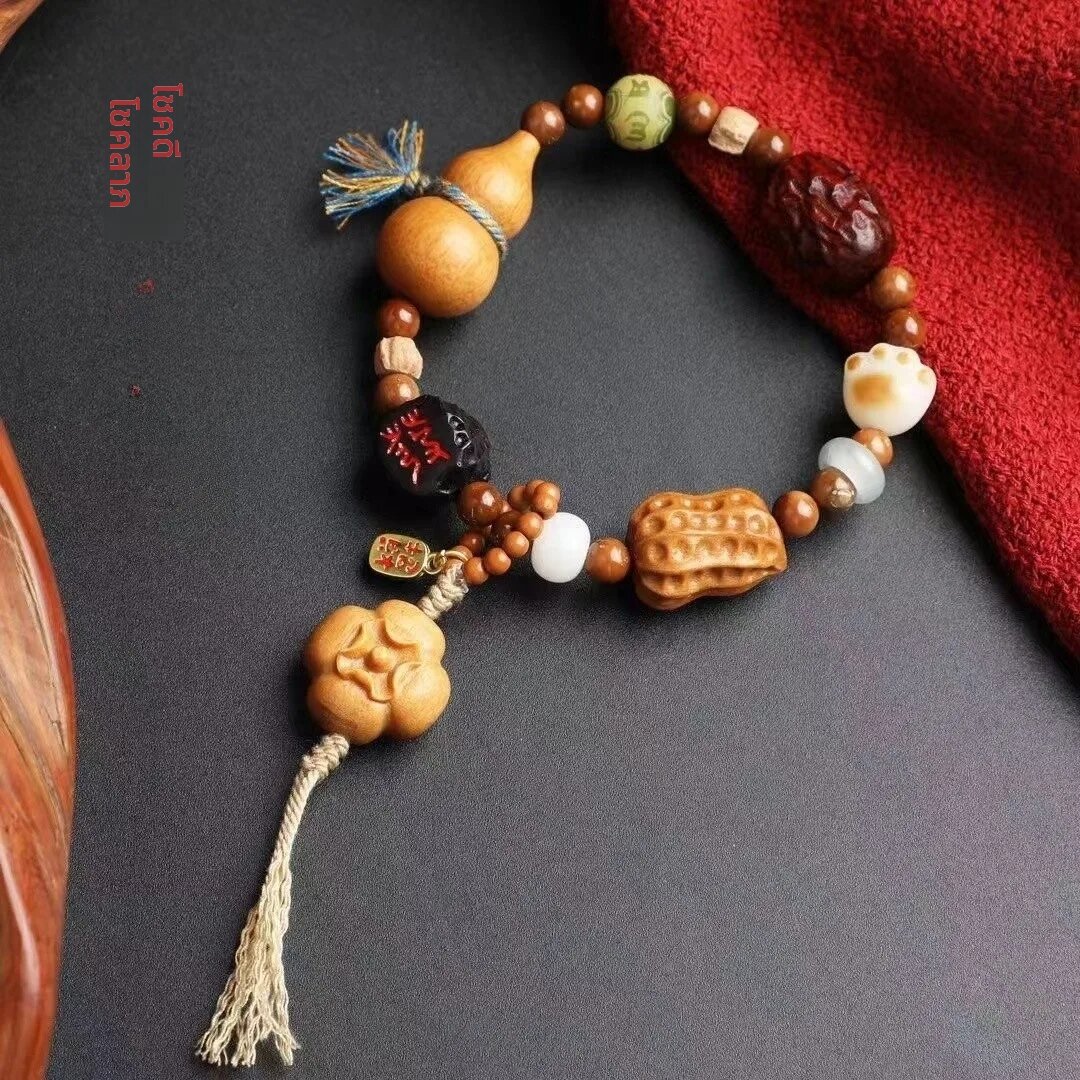 สร้อยข้อมือหินเพทายรูปกรงเล็บแมว สร้อยข้อมือลูกประคำไม้พะยูง สร้อยข้อมือหินมงคล สร้อยข้อมือสไตล์จีน สร้อยข้อมือสำหรับทุกเพศ