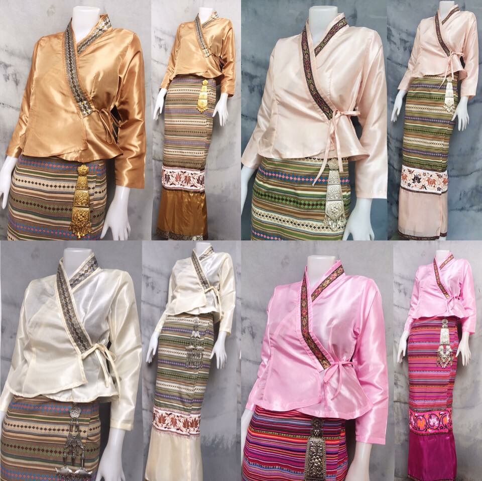 💃🏼 Tai Khem Outfit Includes 2 Pieces: Shirt + Sarong. 👉🏻 A Set of Things That Will Make You a Northern Girl. 💕 It Has a Unique Identity. Helps Preserve the Culture of the Lanna People. Beautiful Shirts That Fit Snugly. ❤️ 💖 💖 Tai Chin Outfit 💖 ราคา 699 บาท*ส่งฟรี