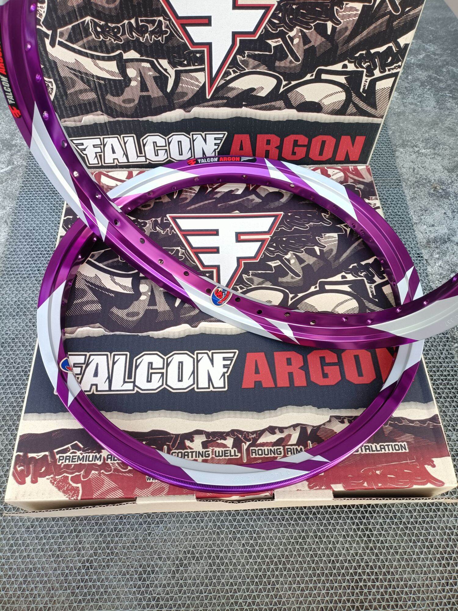 วงล้อ FALCON ARGON ทรงเอ สีม่วง ลายสายฟ้า ขอบ17 ขอบ