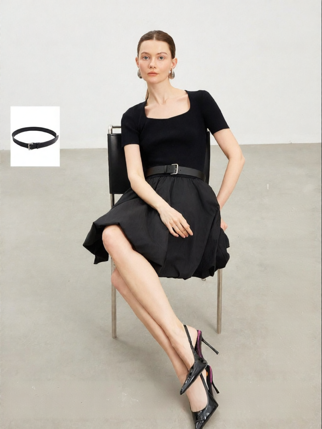Vero Moda | New Short Sleeve Waist Accentuated Square Neck A-Line Flared Mini Dress ราคา 5,832 บาท*ส่งฟรี