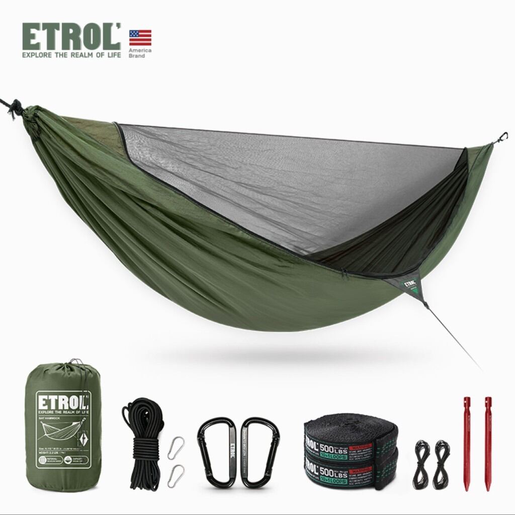เปลสนาม เปลแค้มปิ้งพร้อมมุ้งกันยุง ETROL Camping Hammock with Mosquito