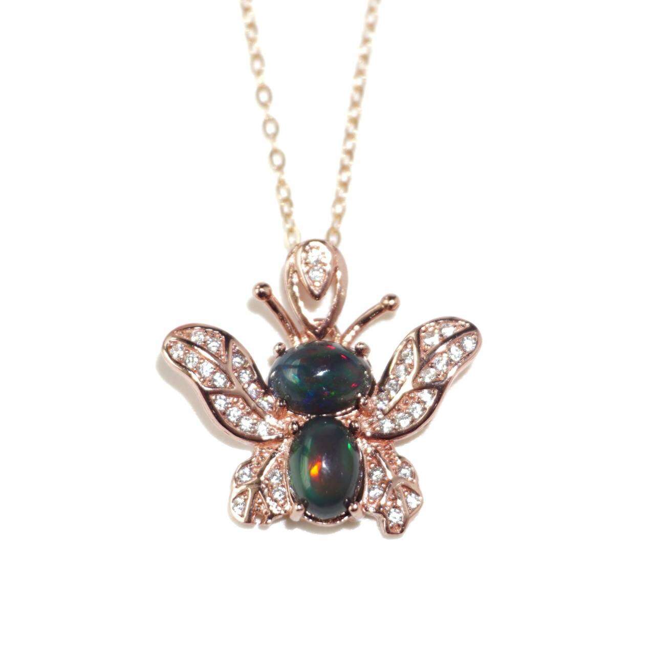 Natural Black Opal Necklace Sterling Silver 925 , Gift for her , Birthday Gift , Birthstone ราคา 2,500 บาท*ส่งฟรี