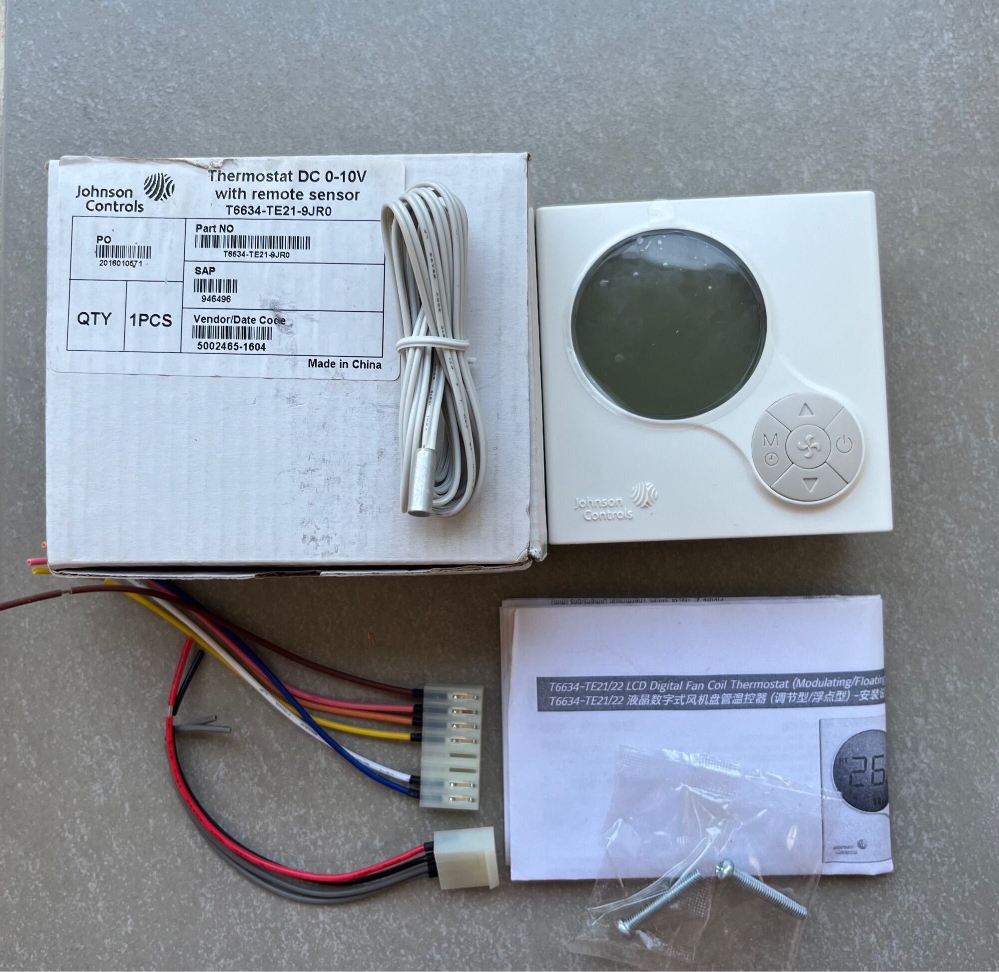 JOHNSON CONTROL Thermostat Proportional, Model.T6634TE219JR0 , ,HI