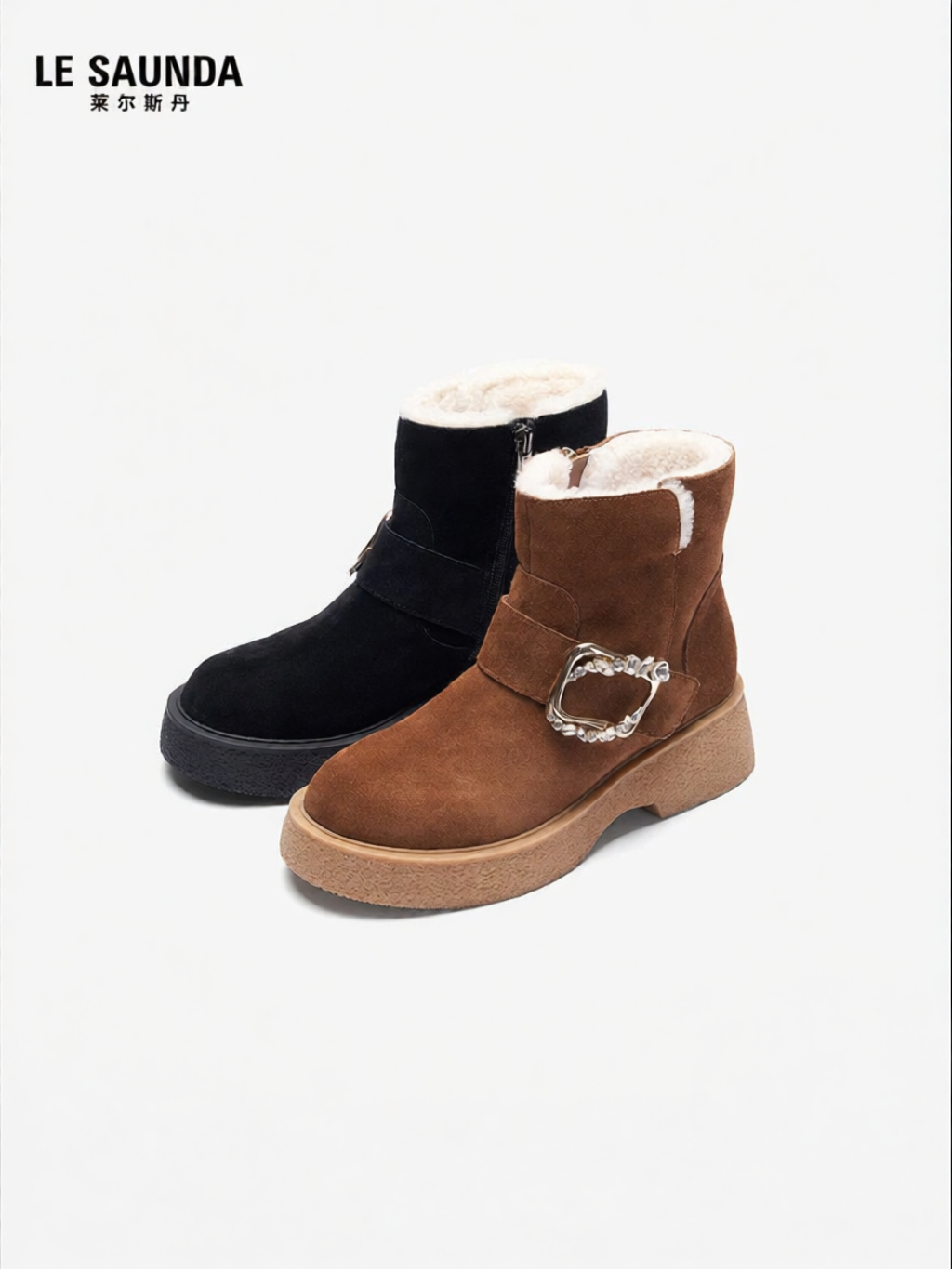 Le Saunda | Faux Fur Lined Retro Fashion Short Boots ราคา 8,791 บาท*ส่งฟรี