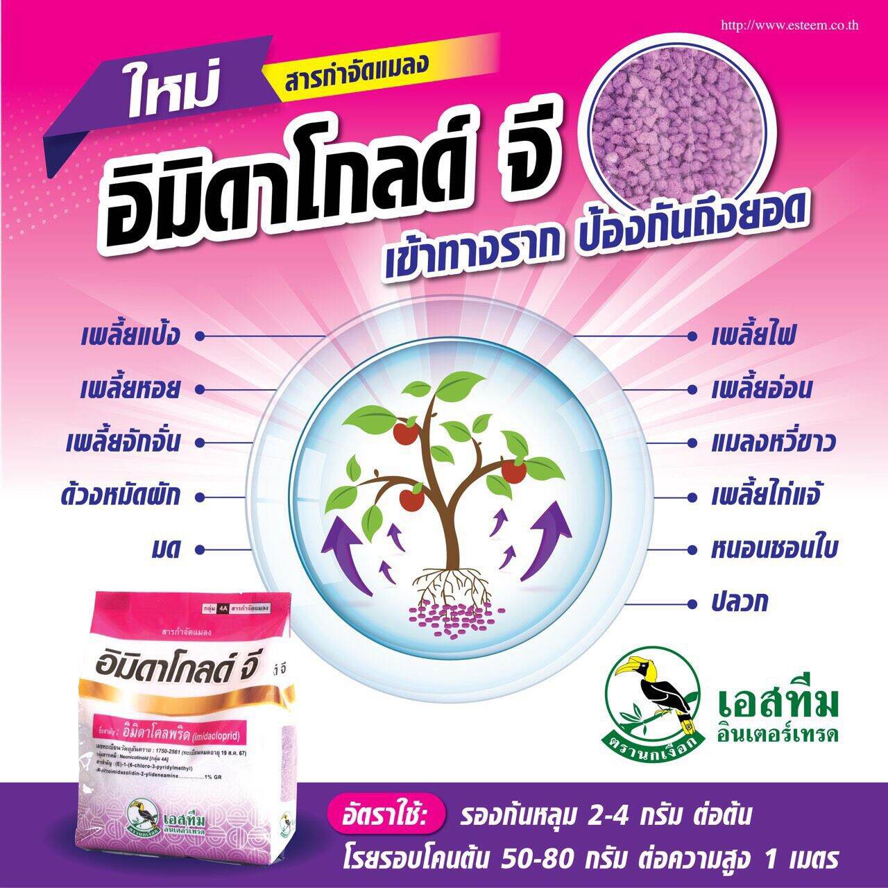 ใหม่!! อิมิดาโกลด์ จี : อิมิดาโคลพริด 1% GR ขนาด 1  กิโลกรัม