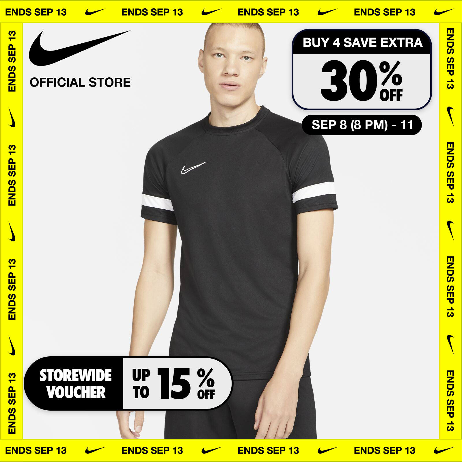 Nike Men's Dri-FIT Academy Short-Sleeve Soccer Top - Black เสื้อฟุตบอลแขนสั้นผู้ชาย Nike Dri-FIT Academy - สีดำ ราคา 637 บาท*ส่งฟรี