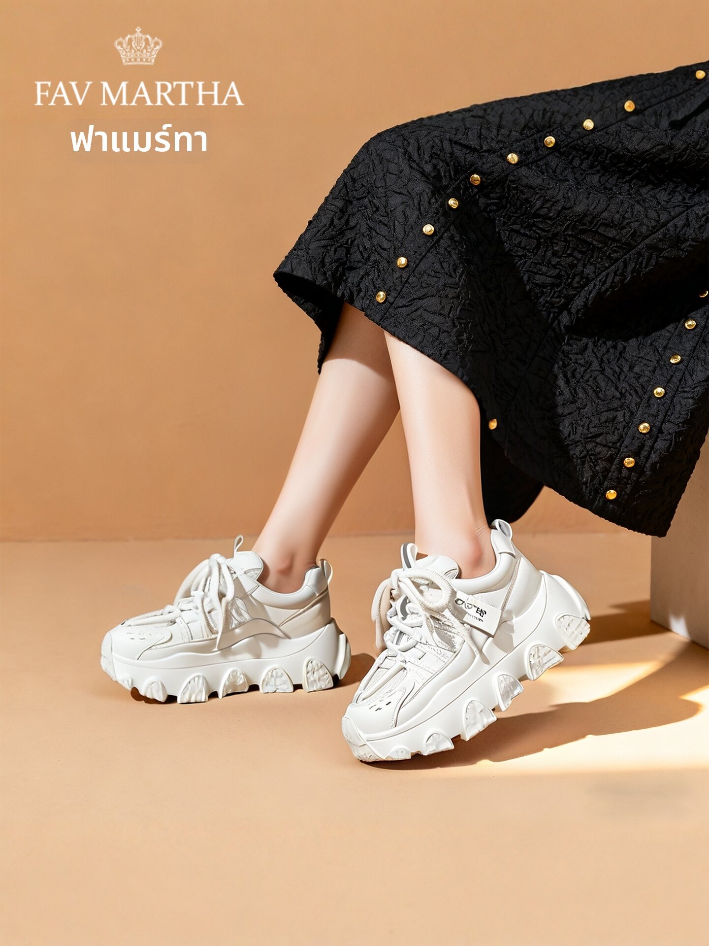 Thick Sole White Dad Shoes Fashion Comfort Height Increasing ราคา 8,194 บาท*ส่งฟรี