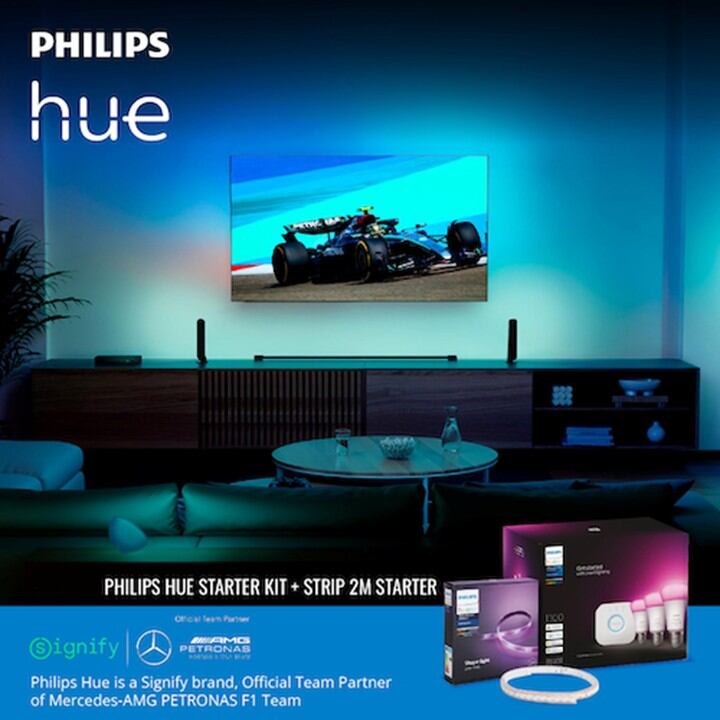 [แพ็กพิเศษ] Philips Hue WCA Starter Kit + LightStrip Plus with Bluetooth 2M ชุดหลอดไฟแอลอีดี ฟิลิปส์ 16 ล้านเฉดสี 9.5W ขั้ว E27 + ไฟเส้นเปลี่ยนสีอัจฉริยะ 2 เมตร ราคา 9,300 บาท*ส่งฟรี