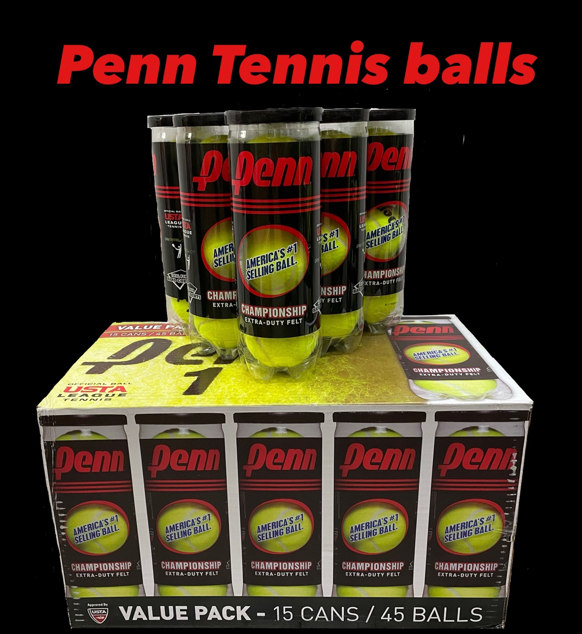 Penn Tennis balls  1 can/3balls ลูกเทนนิส คุณภาพดีเหมาะสำหรับออกกำลังกายและแข่งขัน รับประกันคุณภาพ