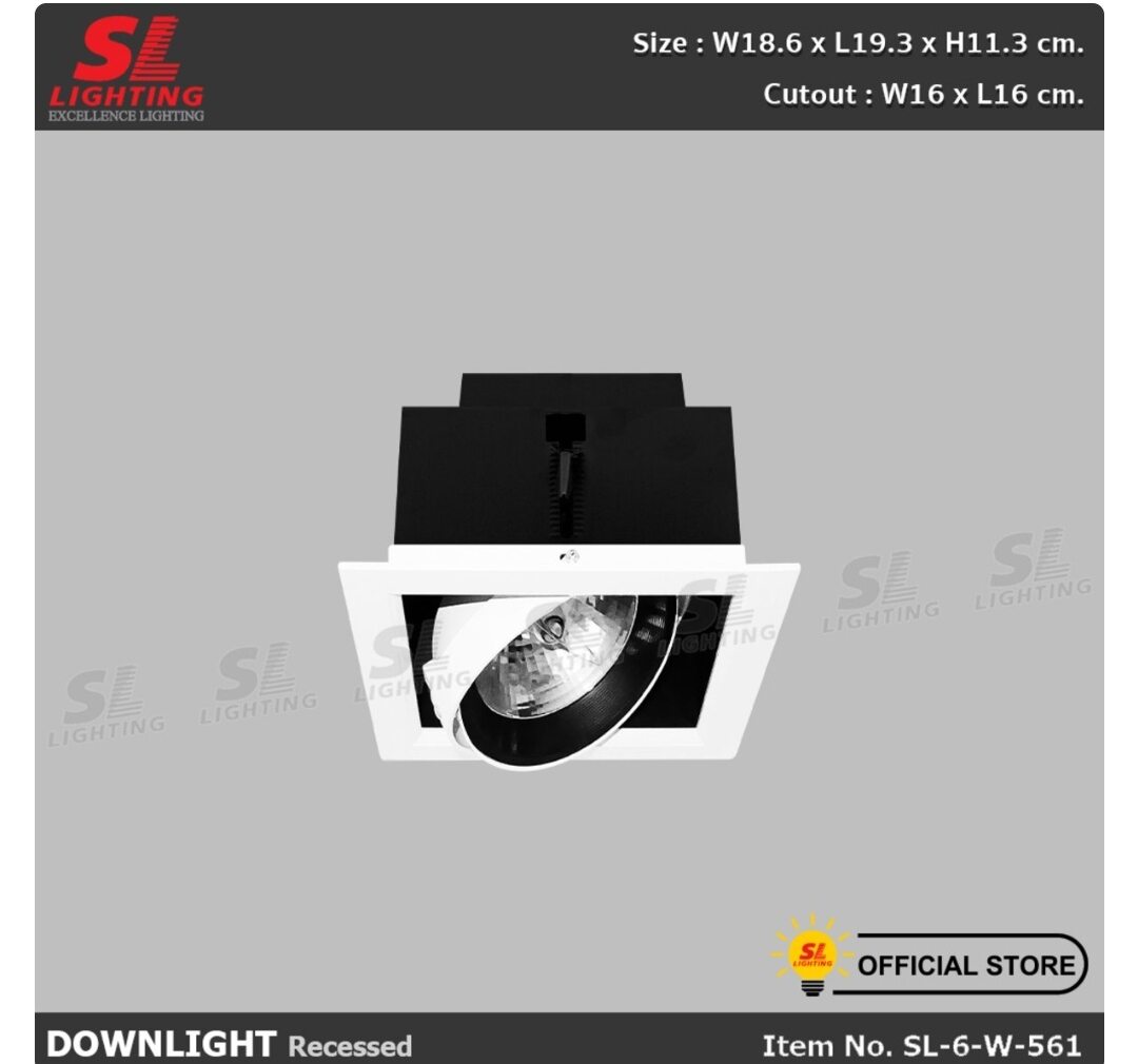 Sl Lighting Recessed Downlight Adjustable Bulb Ar111 Recessed Downlight Lamp Sl-6-561 /Sl-6-562 Square Base, Comes with Bulb. ราคา 850 บาท*ส่งฟรี