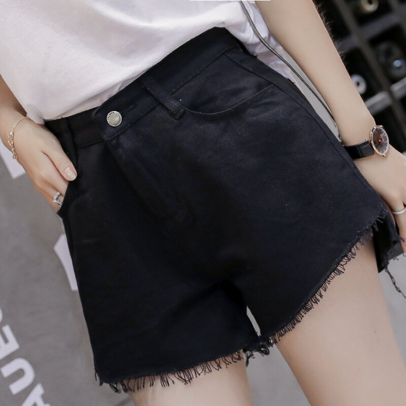 Large GIRL'S Summer Wear High-waisted Denim Shorts Women's Large Size ...