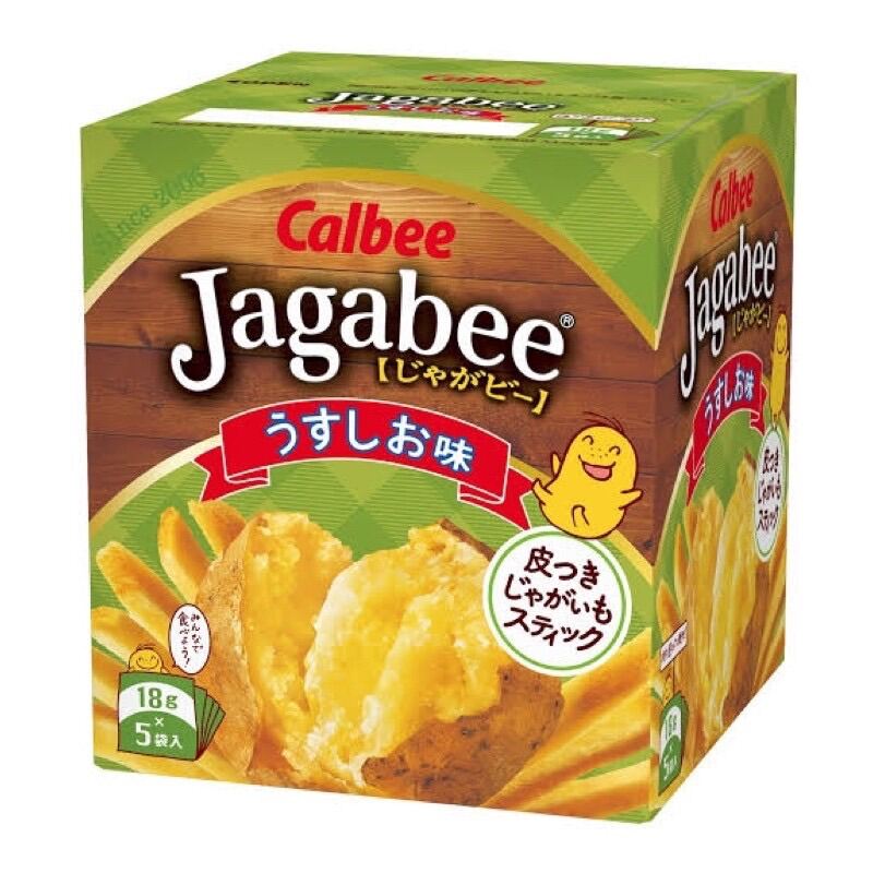 Calbee Jagabee รสเค็ม ธรรมชาติ กล่องเขียว มันฝรั่งกรอบ มันฝรั่งแท่งอบกรอบ จากญี่ปุ่น 80 กรัม