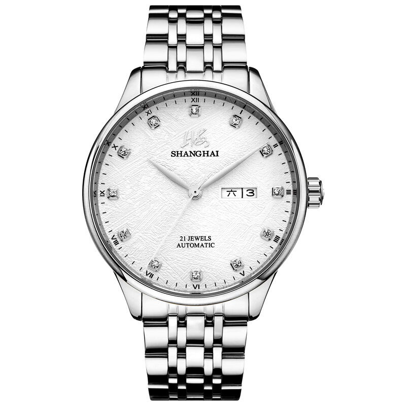 Shanghai | Automatic Mechanical Watch with Diamonds Calendar Day ราคา 17,857 บาท*ส่งฟรี