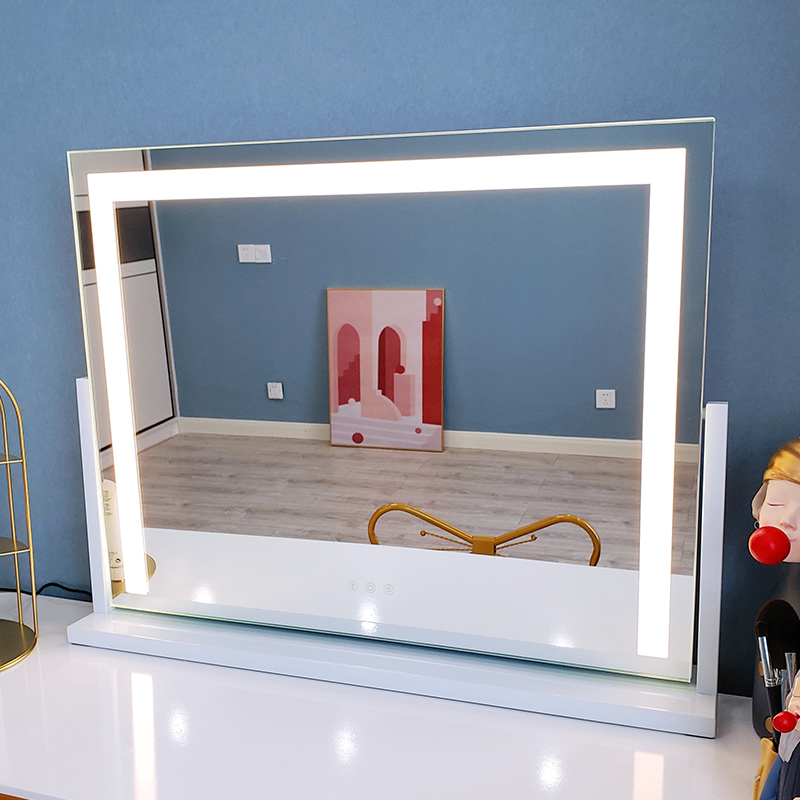 ยอดนิยมเครื่องสำอางอัจฉริยะโต๊ะเครื่องแป้งกระจกแถบไฟกระจกแต่งหน้า LED แบบตั้งโต๊ะเดสก์ทอปไฟ LED ขนาดใหญ่ของใช้ในครัวเรือนเติมแสง