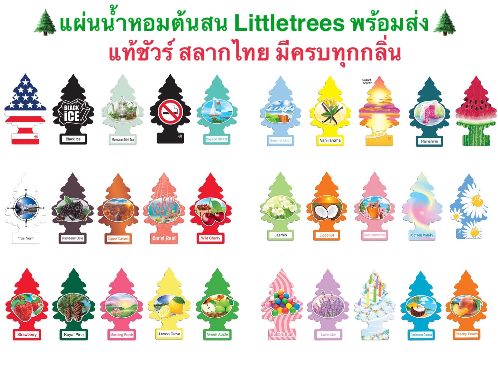 พร้อมส่ง💕แท้ชัวร์ สลากไทย💯แผ่นน้ำหอมปรับอากาศ🎄 Little trees  ต้นสน (มีตัวเลือกกลิ่น)