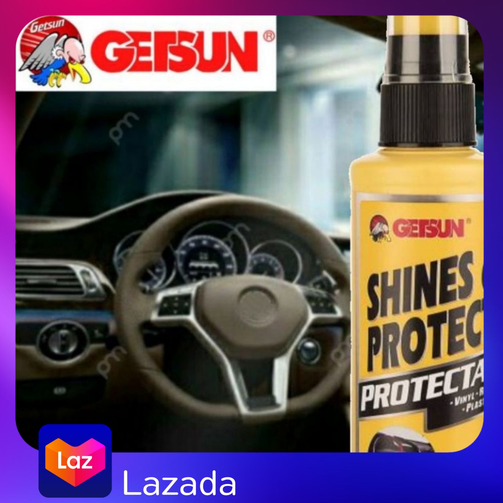 Getsun Shine & Protects สเปรย์เคลือบเงา คอนโซล แผงประตู และปกป้องชิ้นส่วนพลาสติก เพิ่มความเงางามให้กับภายในห้องโดยสาร (118 ml.)