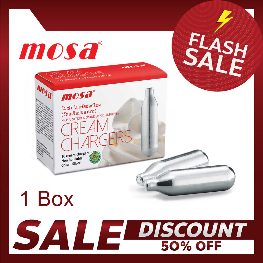 Mosa Whip Cream Charger X 10pcs 8G Mosa N2O Cream Charger Cream Maker Bullet Charger ราคา 19 บาท*ส่งฟรี
