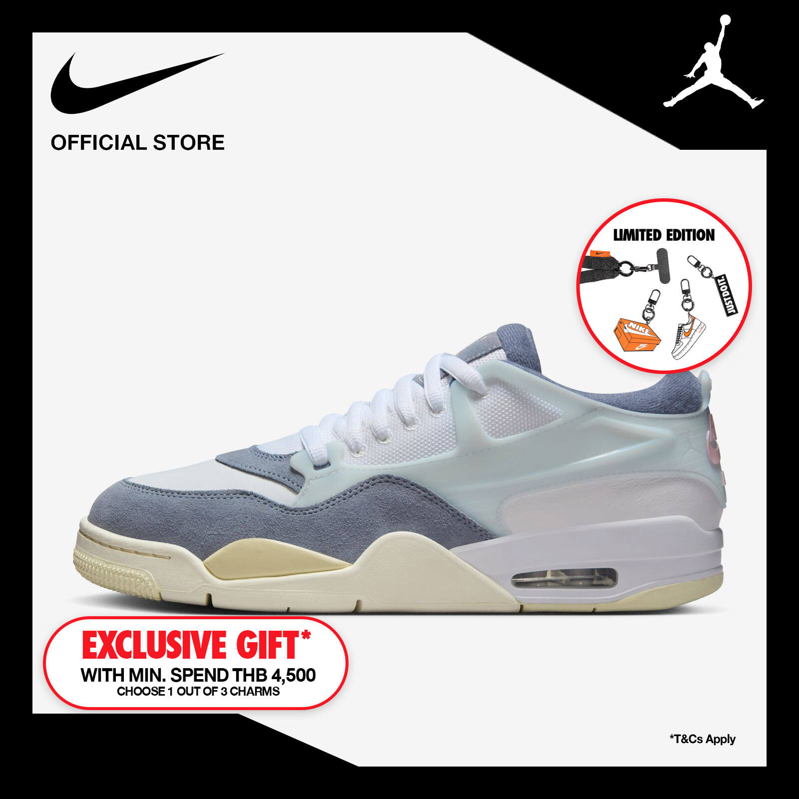 Nike Men's Air Jordan 4 RM Shoes - White ราคา 5,400 บาท*ส่งฟรี