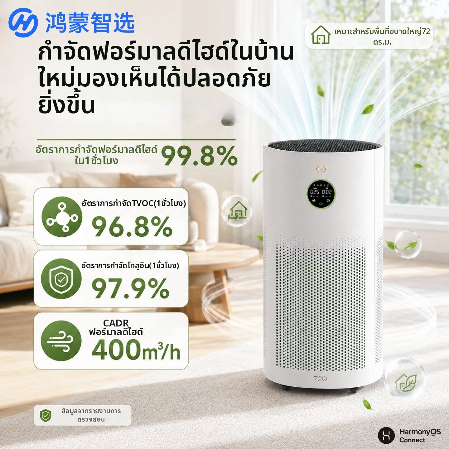 HUAWEI ZHIXUAN | Formaldehyde TVOC Removal Air Purifier For Home ราคา 10,650 บาท*ส่งฟรี