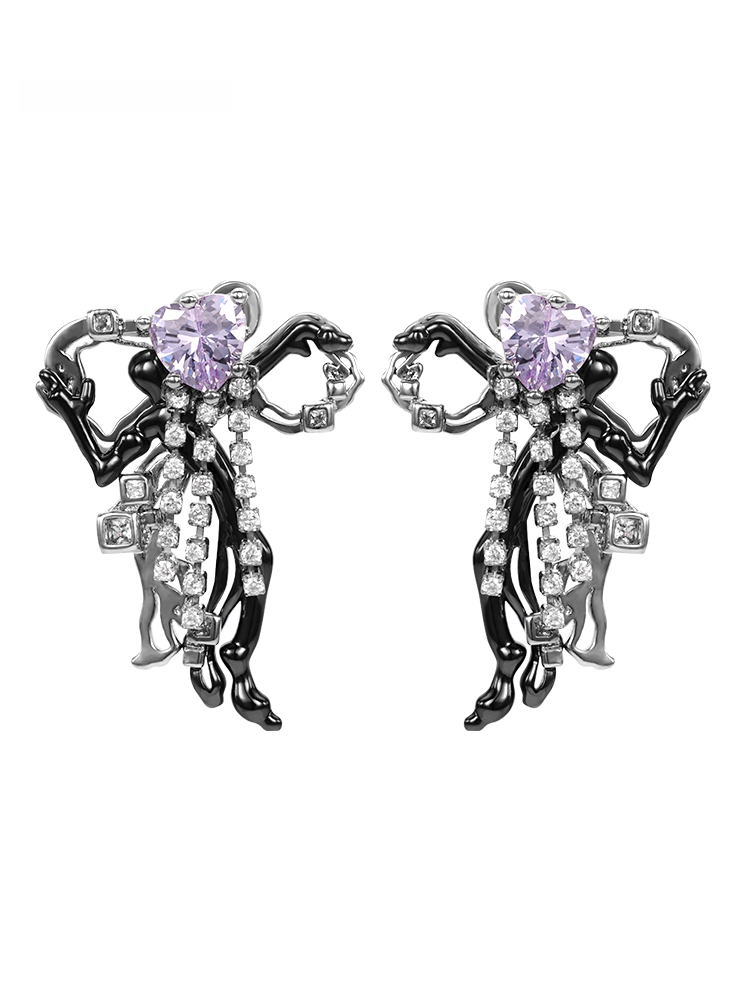 [LNERATO | LNERATO Original Design Heart Butterfly Knot Earrings Luxury Ear Jewelry Alloy Embedded Artificial Gem Women's Fashion Accessories,LNERATO | LNERATO Original Design Heart Butterfly Knot Earrings Luxury Ear Jewelry Alloy Embedded Artificial Gem ราคา 2,929 บาท*ส่งฟรี