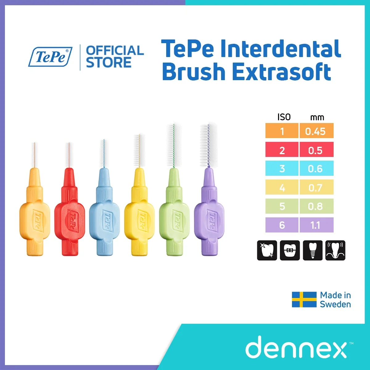 แปรงซอกฟัน ขนนุ่ม พิเศษ TePe interdental Brush Extra Soft By Dennex