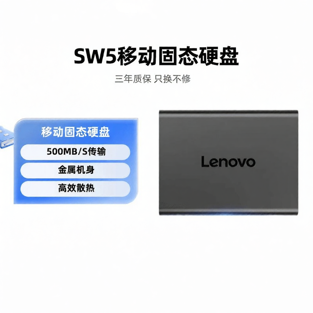 Lenovo | Large Capacity Dual-use for PC and Phone Fast Portable Solid State Drive 1TB ราคา 3,450 บาท*ส่งฟรี