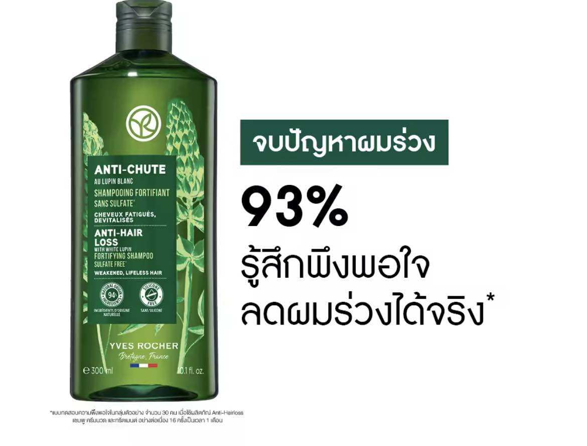Yves Rocher Anti Hair Loss Shampoo 300 Ml. Shampoo to Reduce Hair Loss ราคา 299 บาท*ส่งฟรี