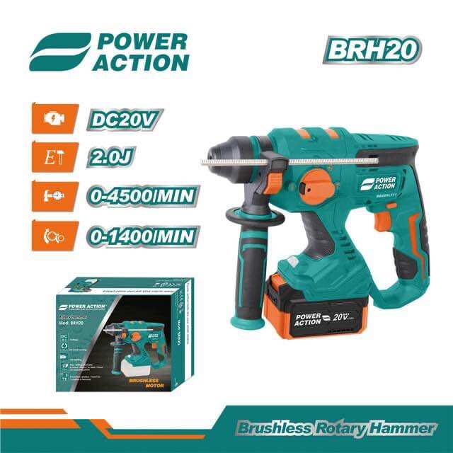 สว่านโรตารี่แบตไร้สาย POWER ACTION รุ่น BRH20 ราคา 4,250 บาท*ส่งฟรี