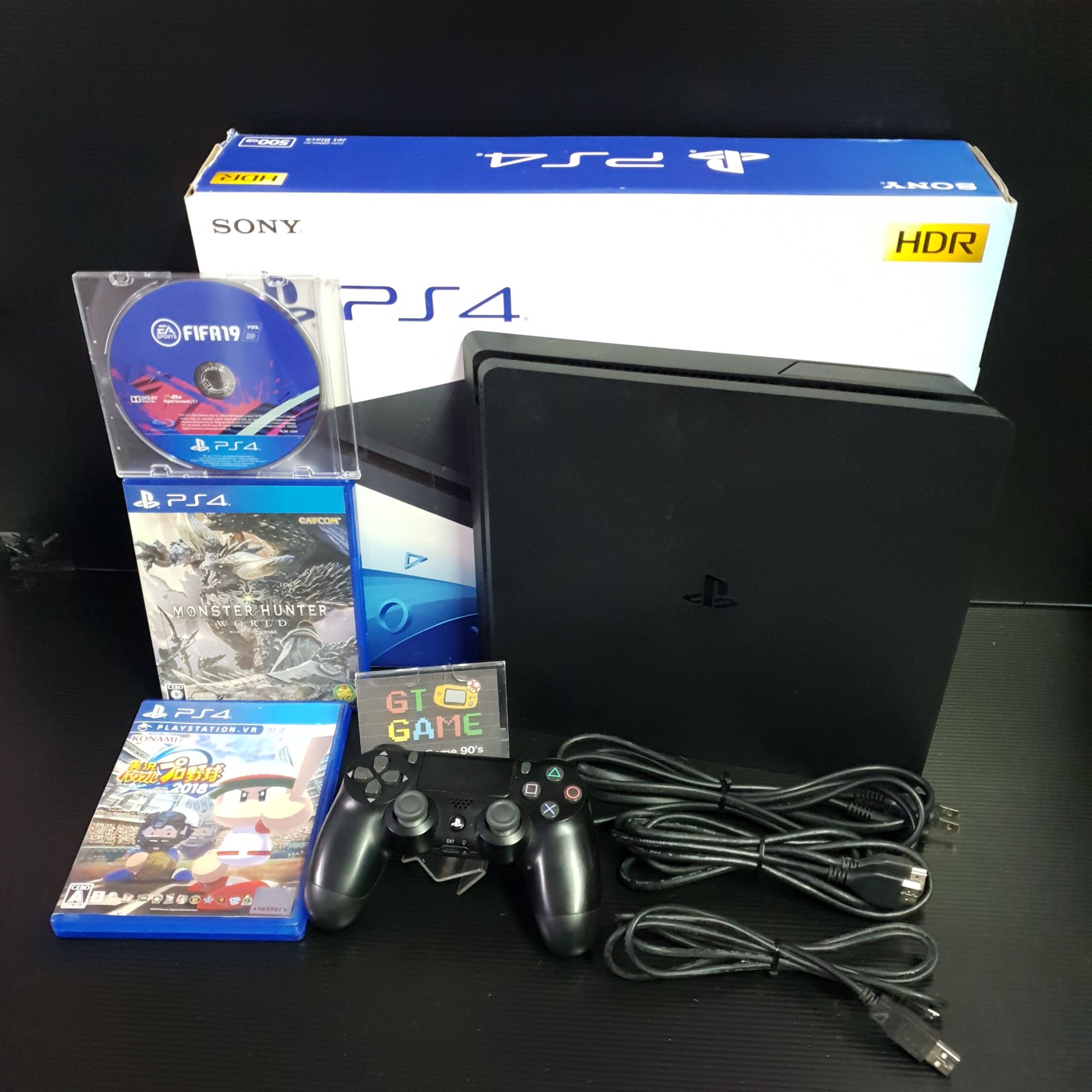 Sony PS4 Slim Jet Black 500GB. 90% Boxed CUH-2200A B01🤩 Menu Eng 