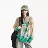 zuocisankon | เสื้อยืดกึ่งโปร่งลายแอปเปิ้ลสีไล่โทนสีสดใสสำหรับวัยรุ่น