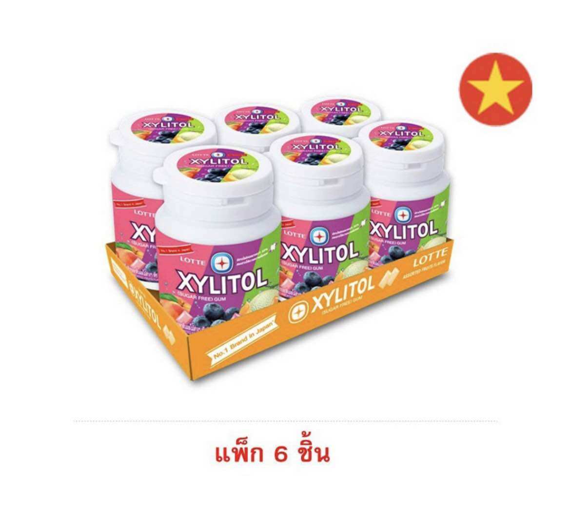 [Pack of 6 Pieces] Lotte Xylitol Sugar Free Gums Assorted Fruit Flavor, 52.2 Grams Per Bottle. ราคา 599 บาท*ส่งฟรี