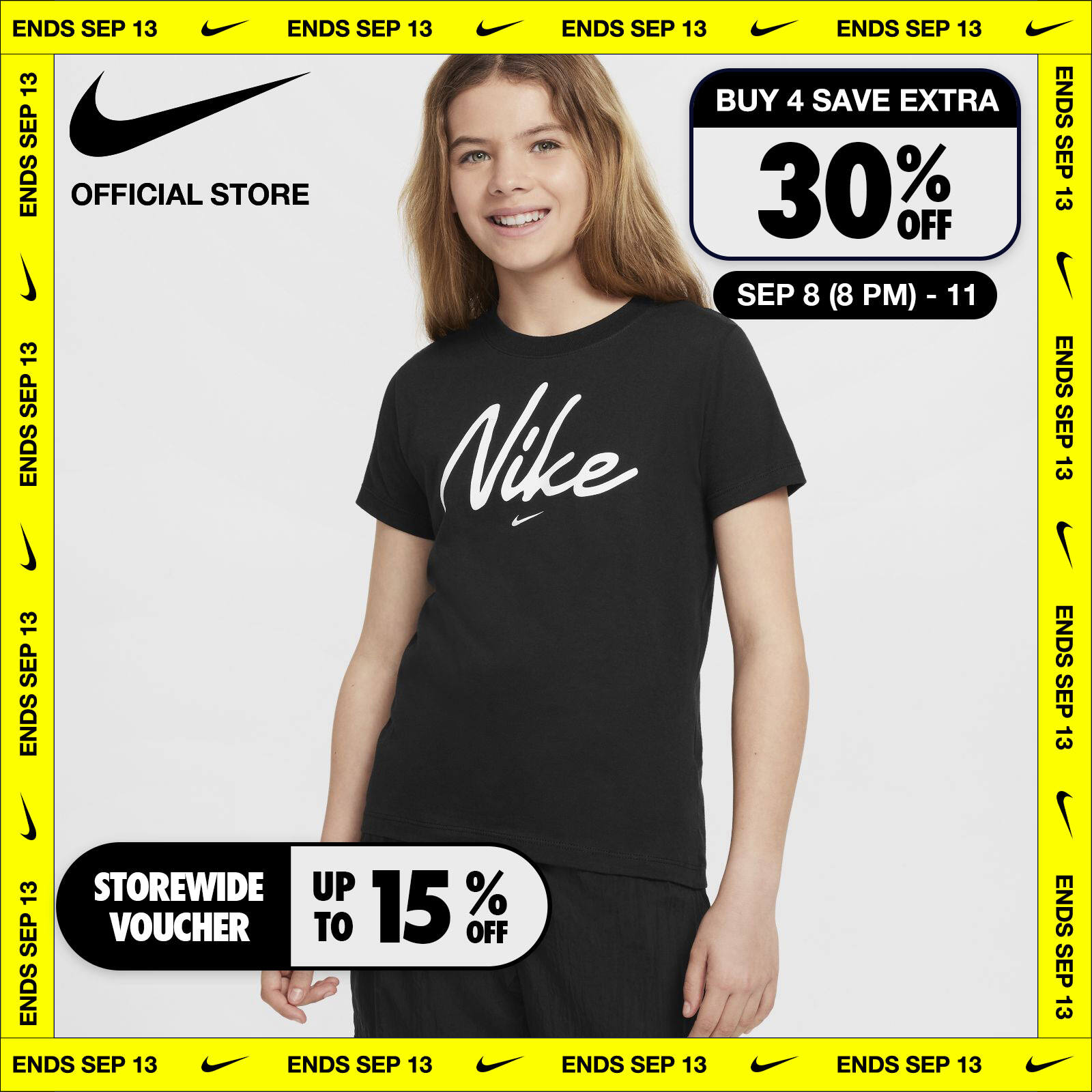 Nike Girl's Logo Xdye Fs Tee - Black ราคา 525 บาท*ส่งฟรี