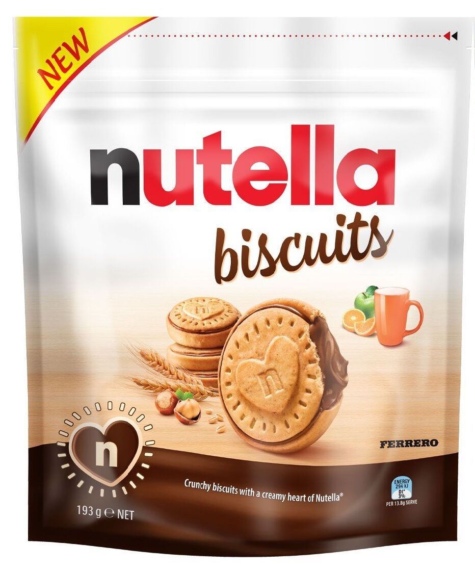 Nutella Biscuits, Weight 193.2g, Cookies Filled with Chocolate and Hazelnuts, Fragrant, Crispy, Delicious, New and Tasty, Size 14 Pieces. ราคา 153 บาท*ส่งฟรี