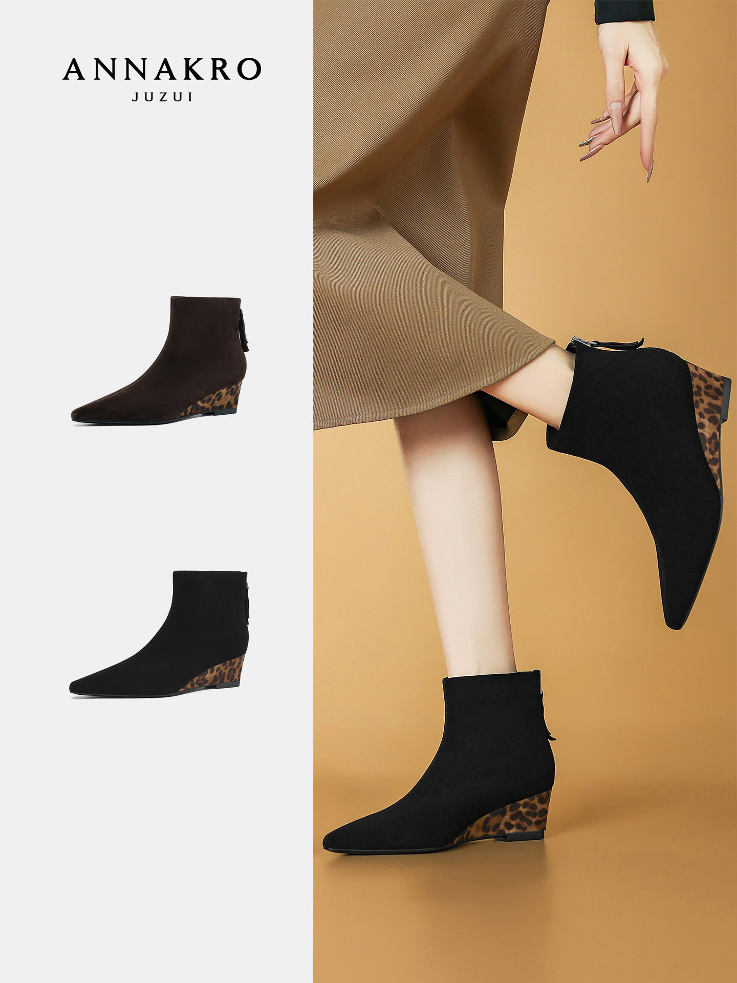 JZ ANNAKRO | Pointed Toe Fashion Slender High Heel Ankle Boots ราคา 3,951 บาท*ส่งฟรี