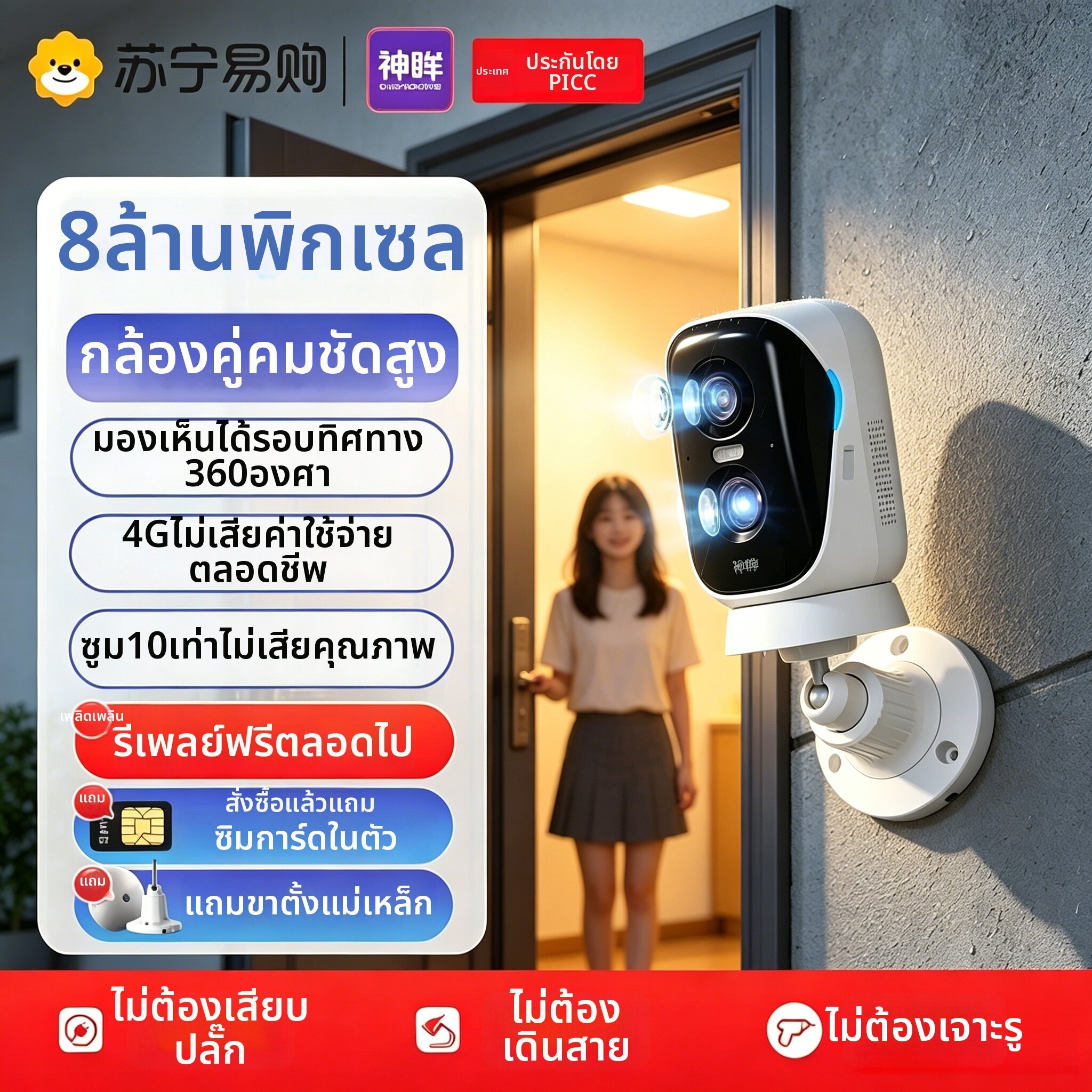 CINMOORE | Pet Care 4G Wireless Camera with Night Vision ราคา 7,317 บาท*ส่งฟรี