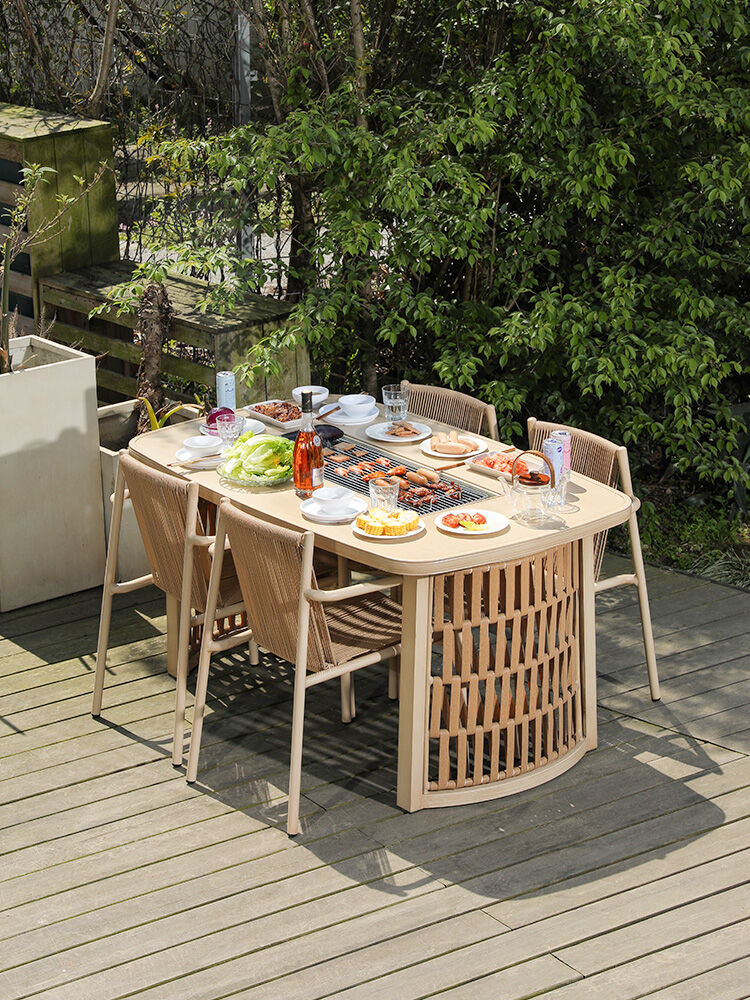 MEIQI | Waterproof Sunproof Outdoor Rattan Table and Chairs ราคา 25,193 บาท*ส่งฟรี
