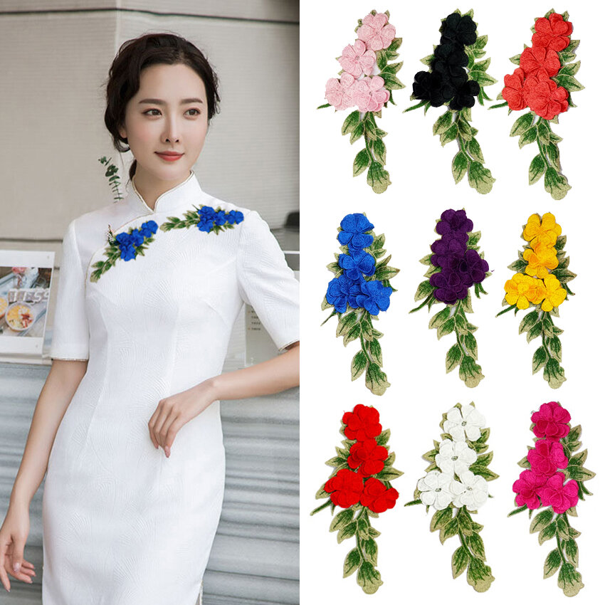 เลือกซื้อ ผ้าม่าน Small Size Water Soluble 3D Peony Embroidery Patch Floral Green Leaf Tatami Style Patchwork for Clothing Repair And Decoration ราคาพิเศษ มีเก็บเงินปลายทาง