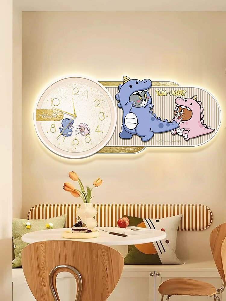 XIANGTUYIN | Cartoon Cream Style Tom and Jerry Decorative Wall Clock ราคา 2,146 บาท*ส่งฟรี