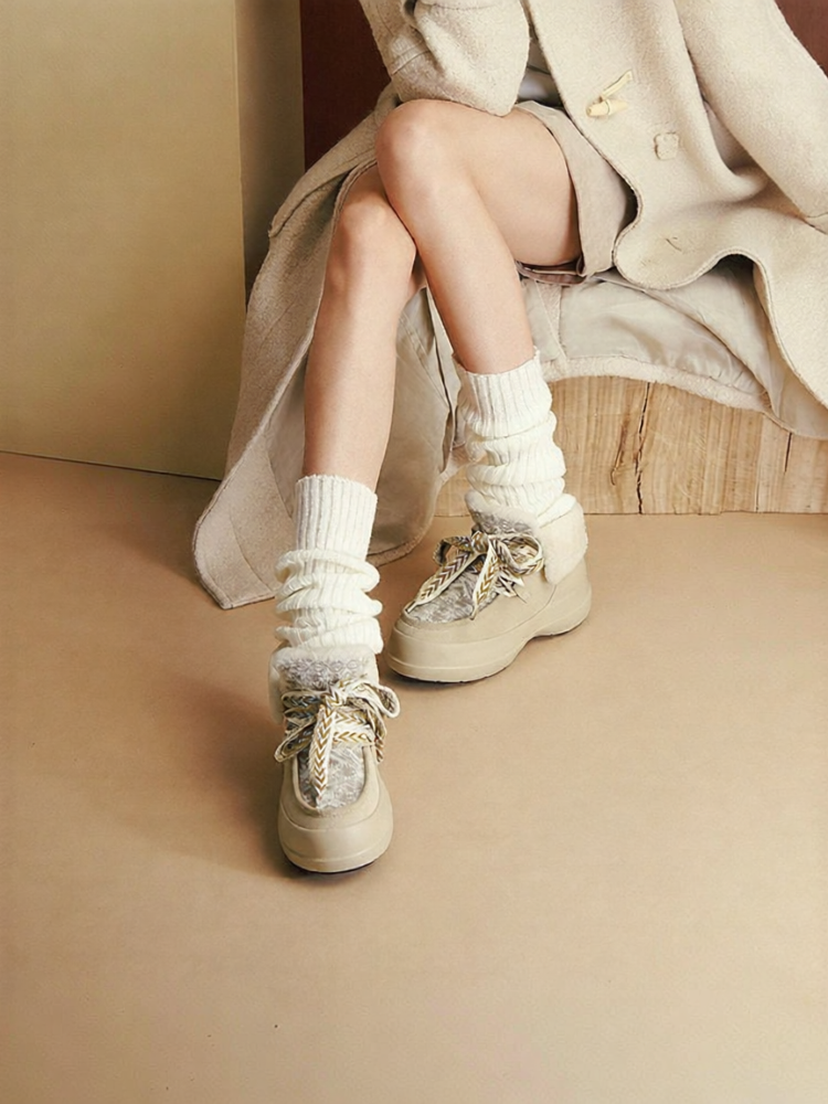 Joy & Peace | Winter Fashion Snow Boots with Fair Isle Pattern and Fleece Lining ราคา 8,266 บาท*ส่งฟรี