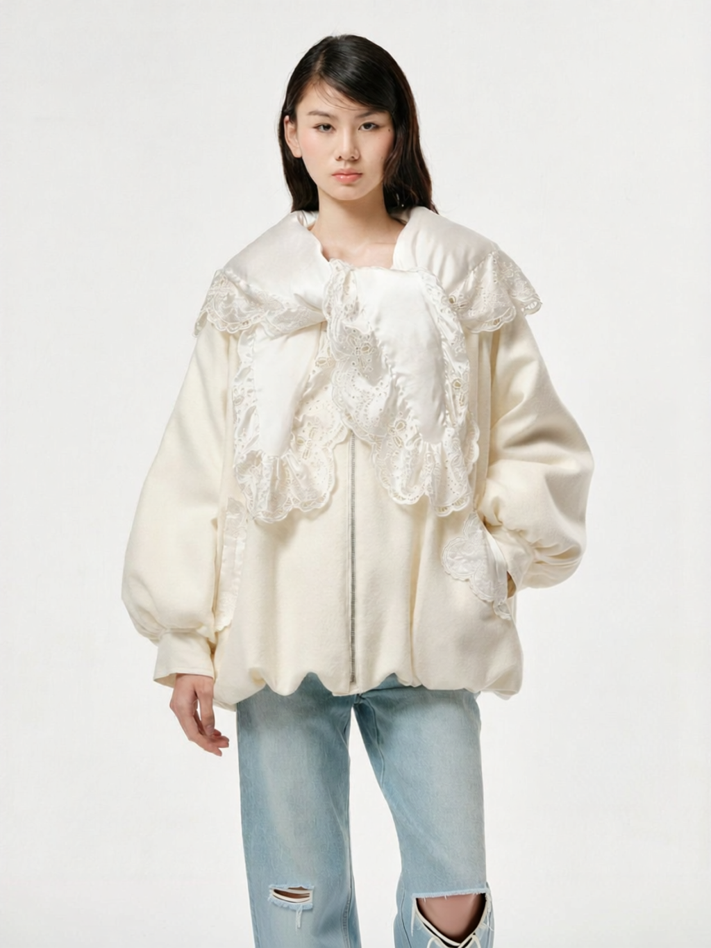 เสื้อสูทเบลเซอร์ เสื้อแจ็คเก็ตแฟชั่นทำงาน XIAOLI เสื้อแจ็คเก็ตขนสัตว์บับเบิ้ลคอปกกะลาสีไหมที่ถอดออกได้ ราคา 32,063 บาท*ส่งฟรี