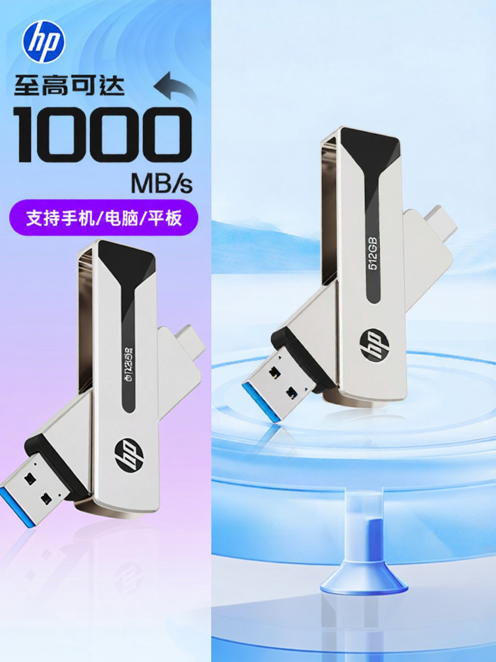 HP | Dual Interface Large Capacity Solid State USB 512G ราคา 3,696 บาท*ส่งฟรี